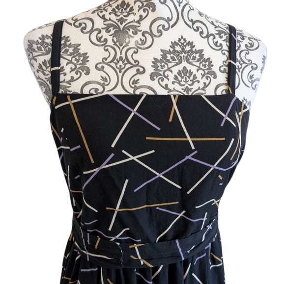 Princess Highway Miranda Dress Strappy Full Skirt Black Geometric Women's 8 - Picture 11 of 13